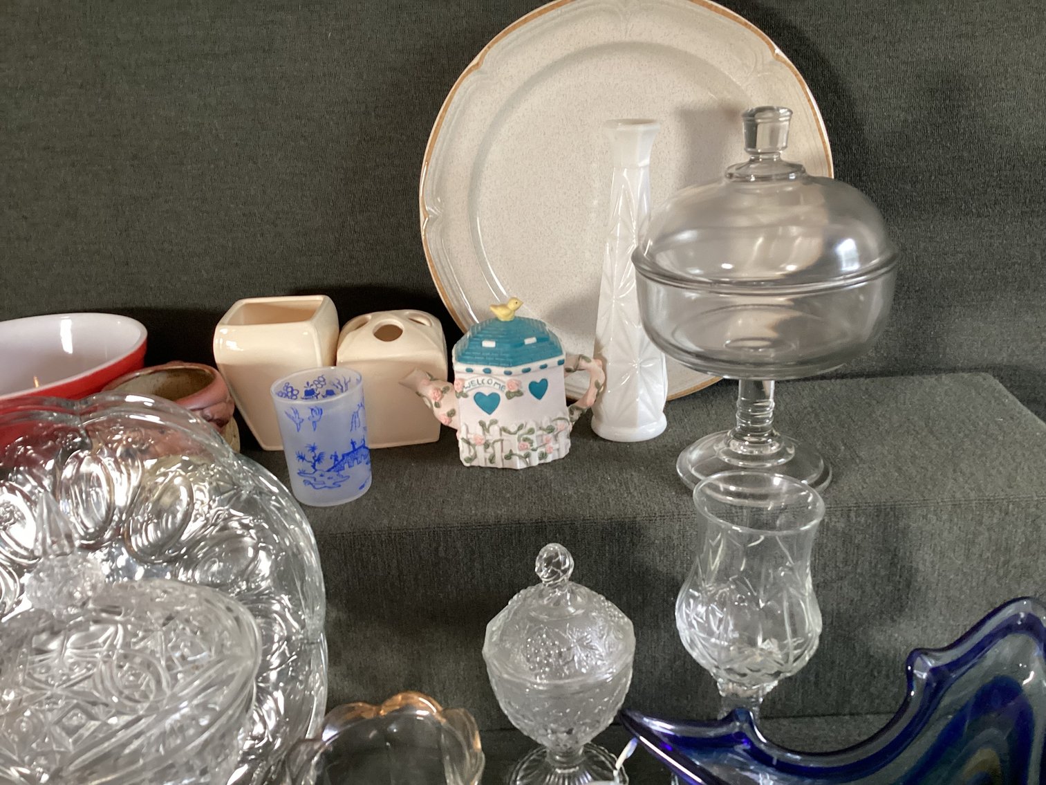 Image for Pyrex Red Bowl and Large Collection of Glassware