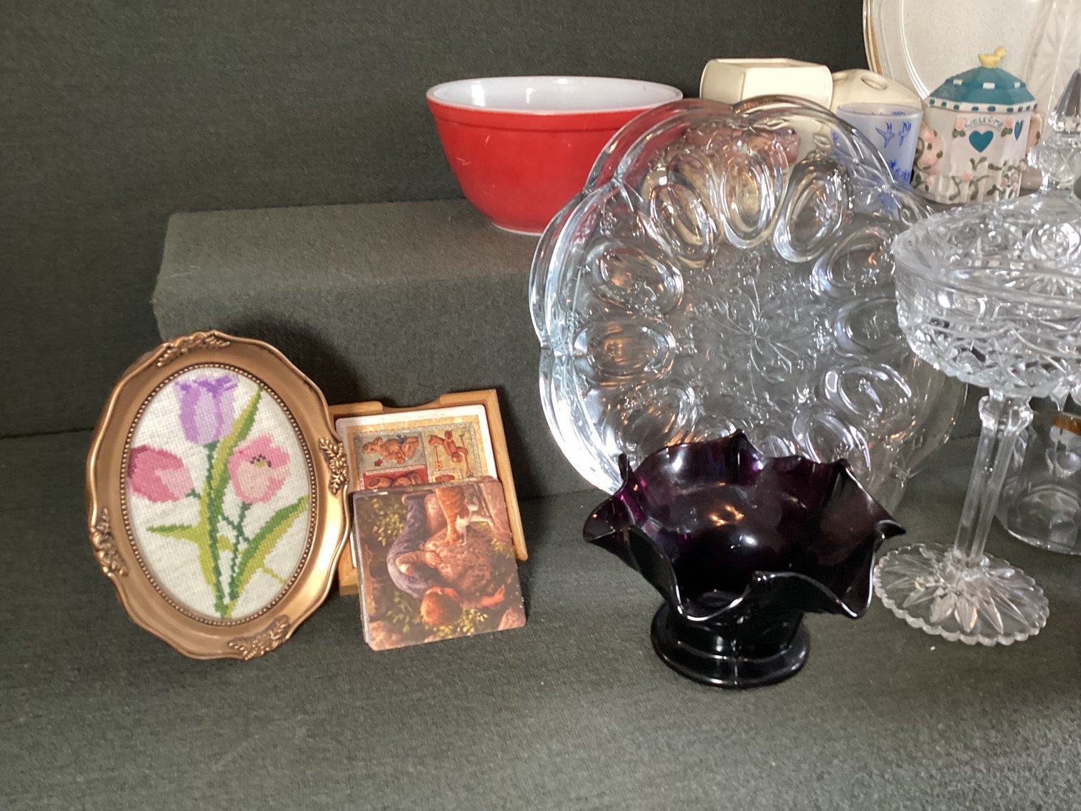 Image for Pyrex Red Bowl and Large Collection of Glassware