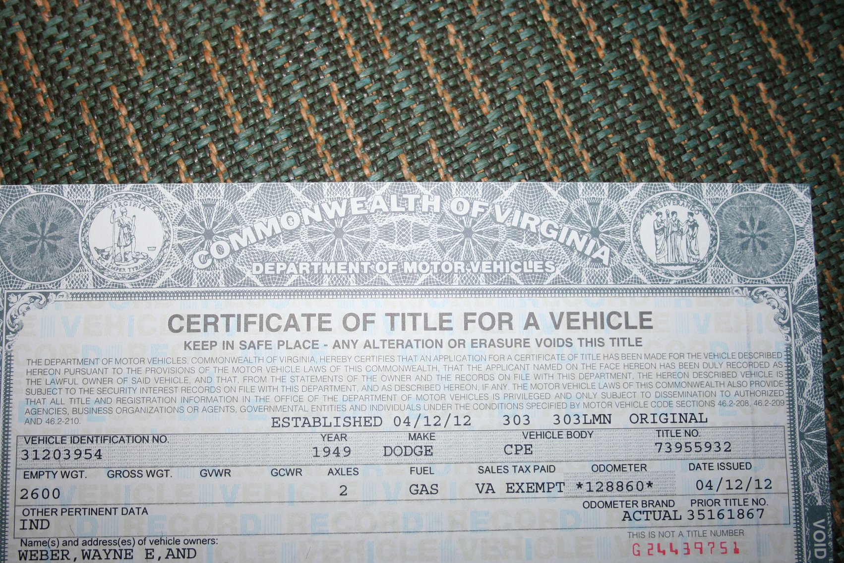 Image for 1949 Dodge Coupe 