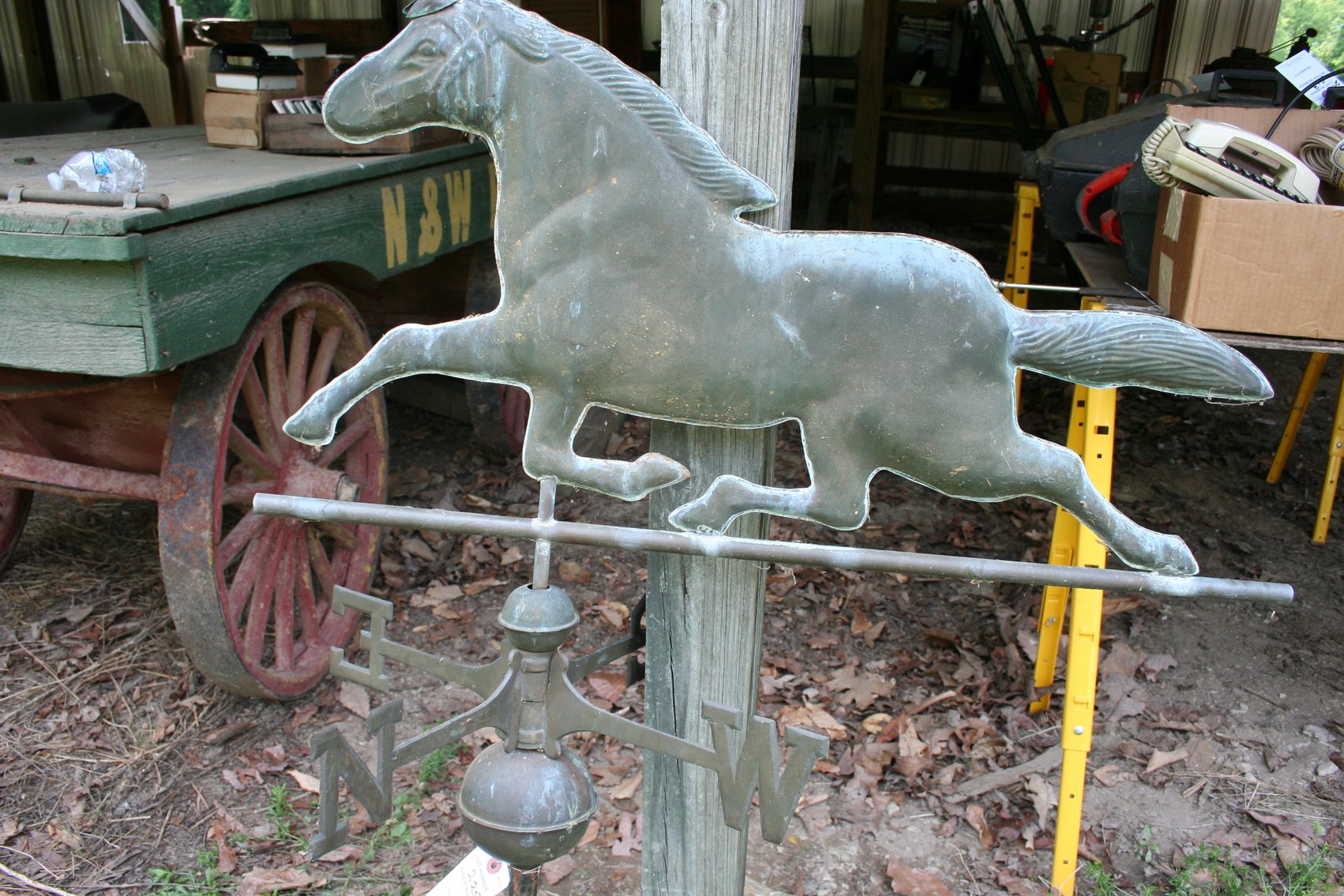 Image for Vintage Copper Weather Vane N-S-E-W Horse 48
