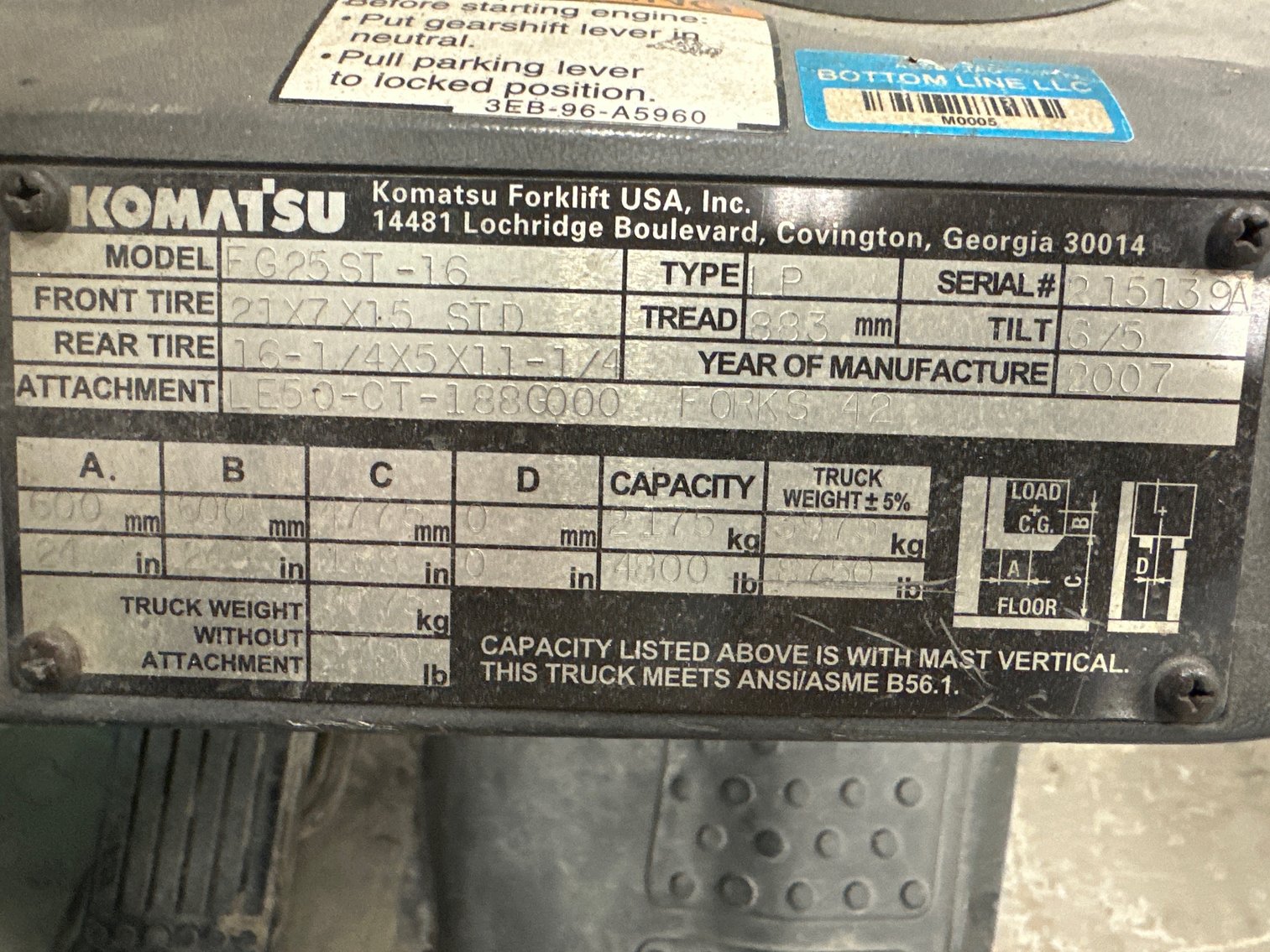 Image for 2007 Komatsu FG 25ST-16 Fork Truck
