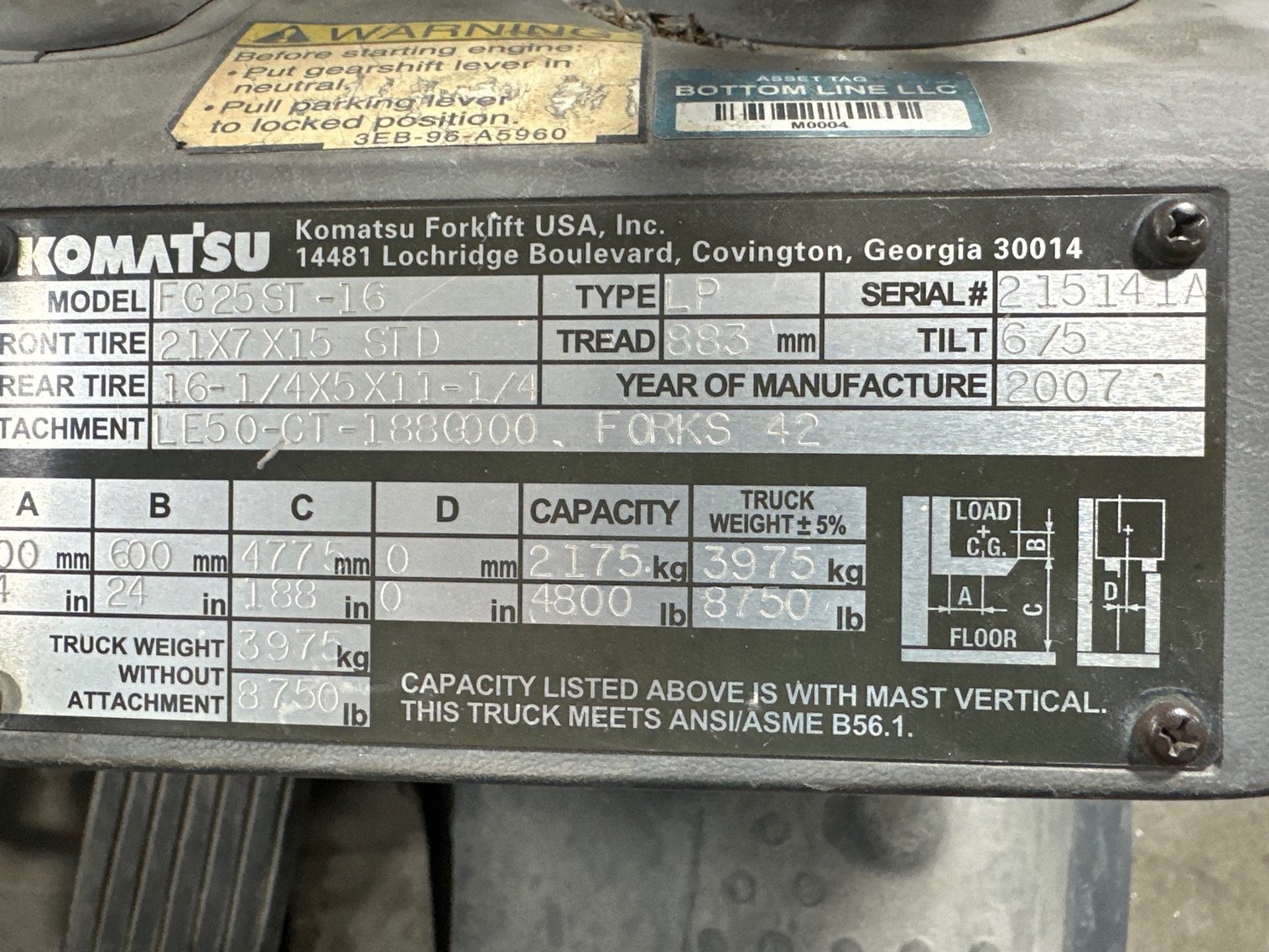 Image for 2007 Komatsu FG 25ST-16 Fork Truck