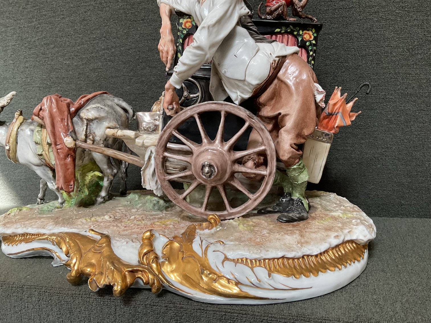 Image for Capodimonte Organ Grinder & Monkey Figurine