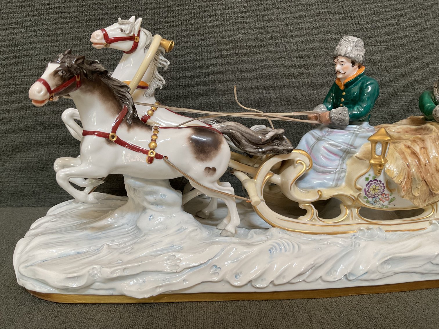 Image for Dresden Alsbach “Horse and Sleigh” Figurine