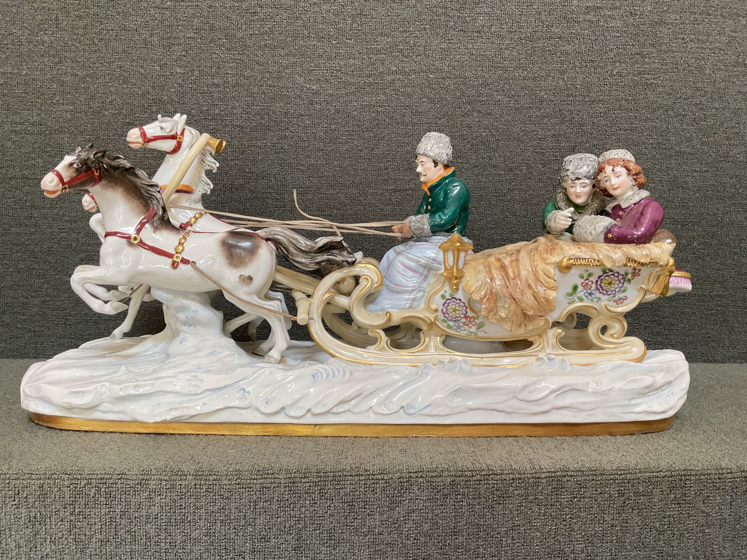 Image for Dresden Alsbach “Horse and Sleigh” Figurine