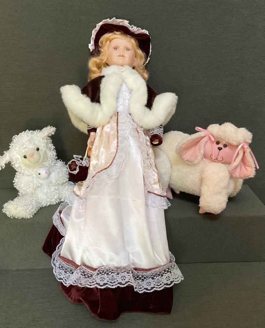 Image for Porcelain Doll and Stuffed Animals