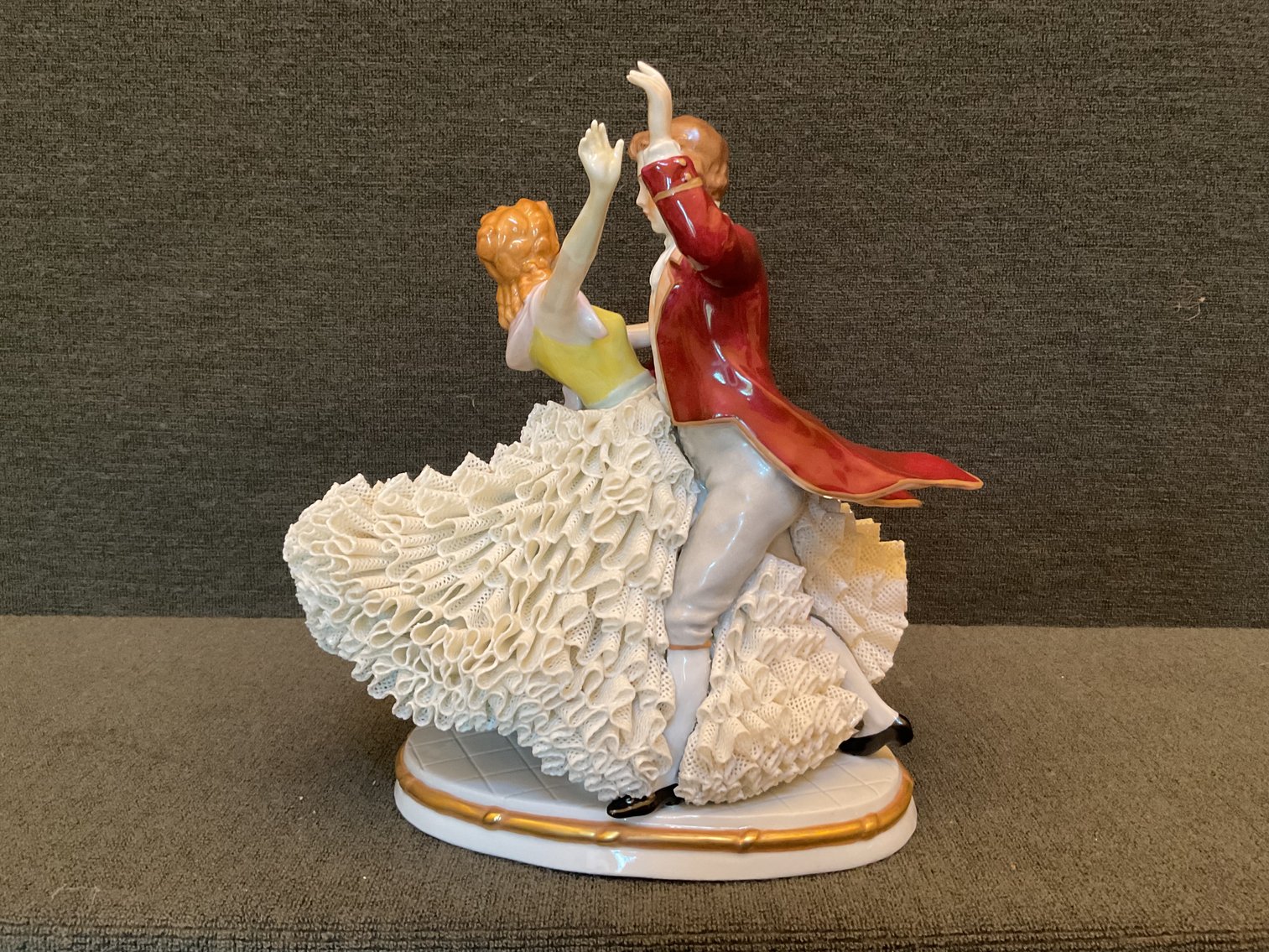 Image for Rare Dresden Lace Sitzendorf Dancing Couple