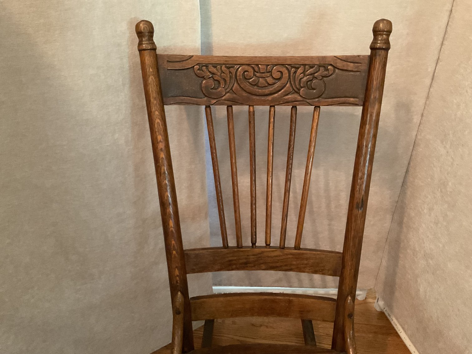 Image for Oak Pressed Back Rocker with Leather Seat