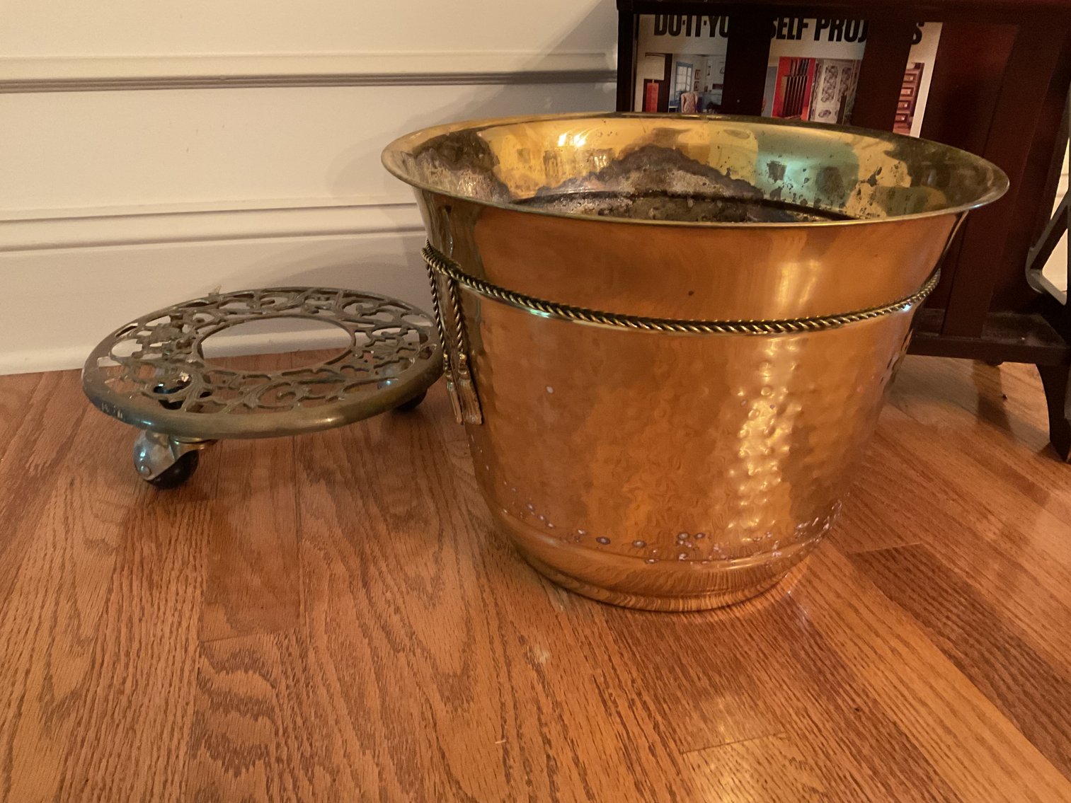 Image for Magazine Rack and Brass Planter