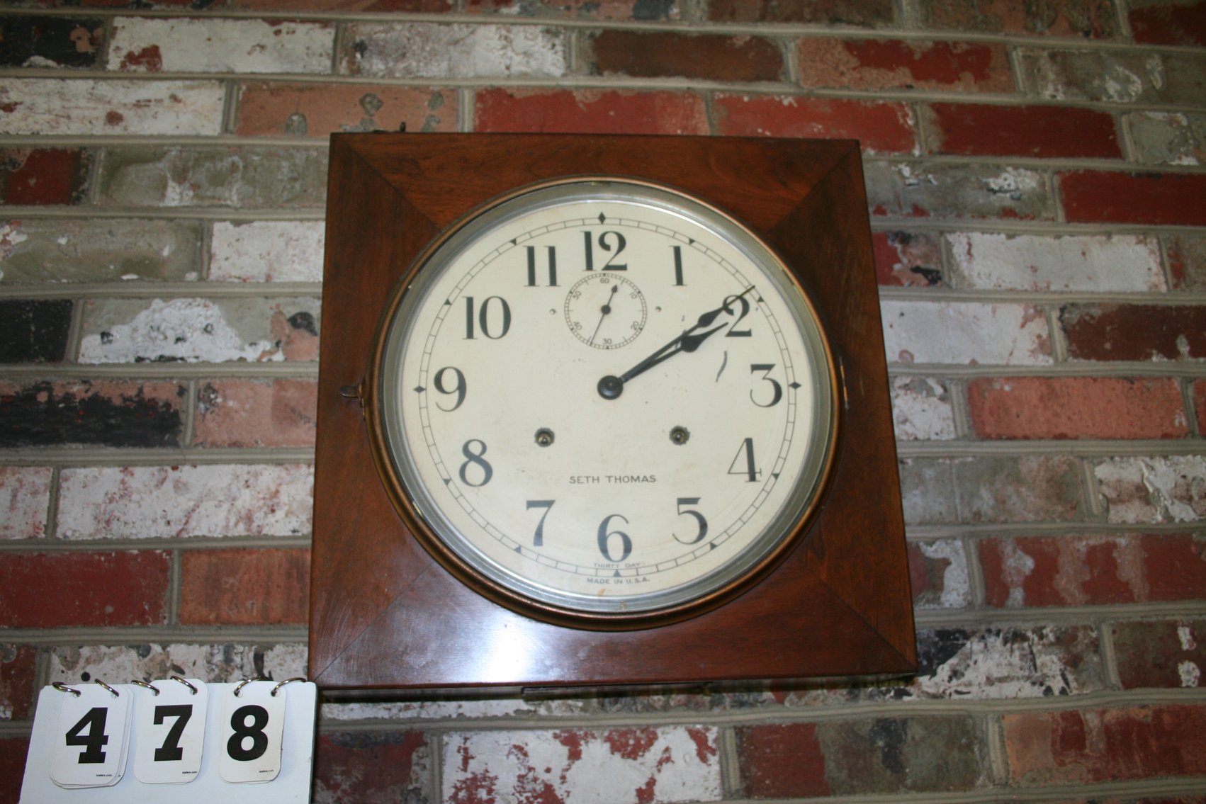 Image for Seth Thomas Wall Clock 30 Day Walnut Case (Running)