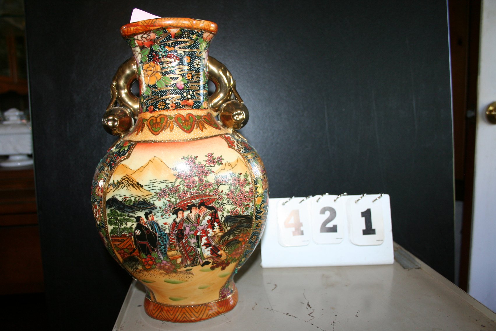 Image for Vintage Satsuma Moriage Vase 12