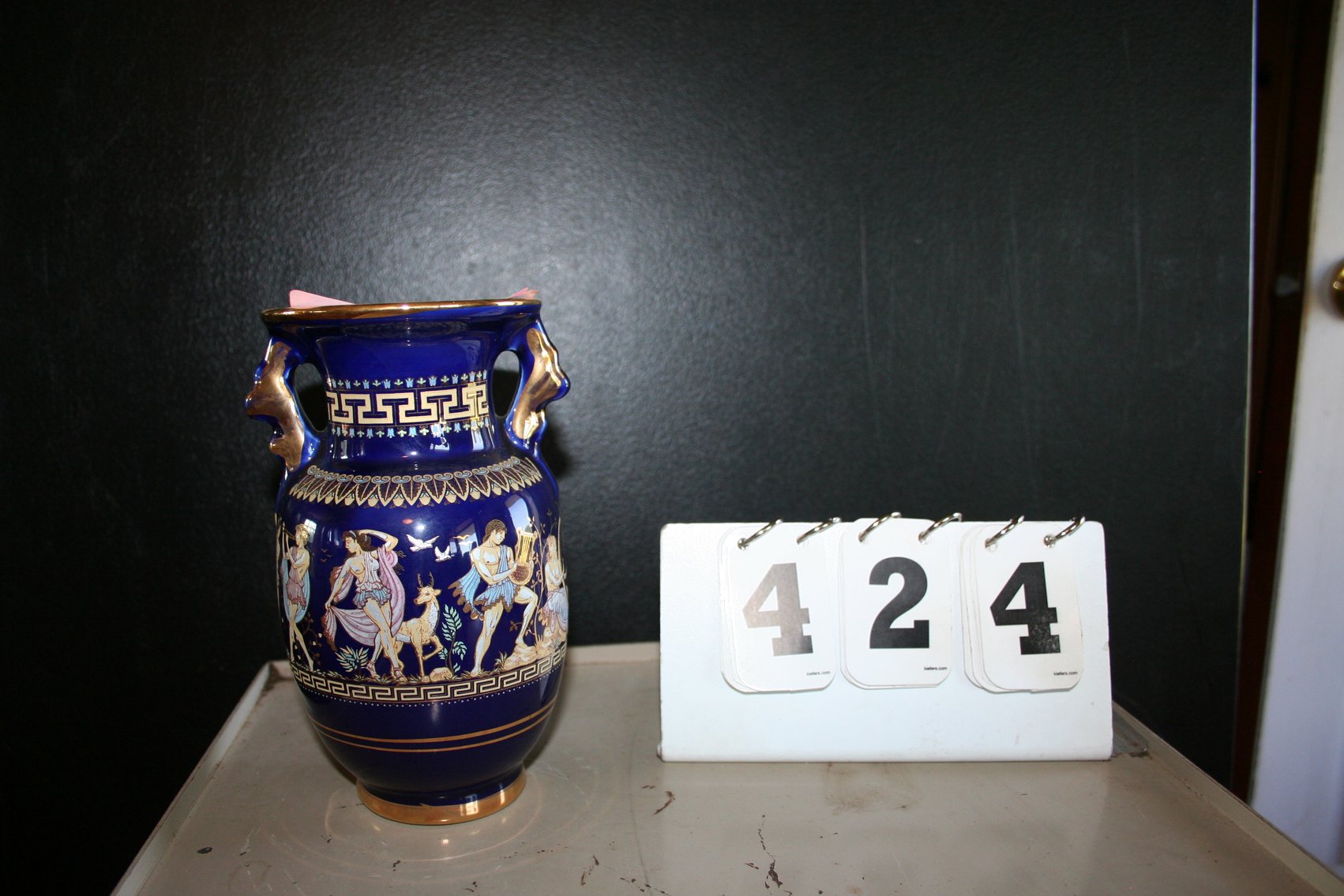 Image for Vintage Cobalt Blue Greek Vase 7
