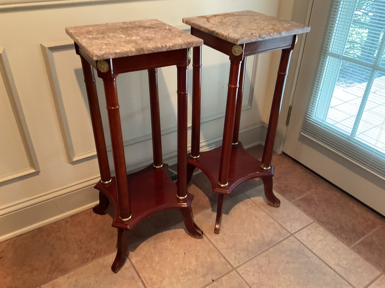 Image for Pair of Marble Top Plant Stands