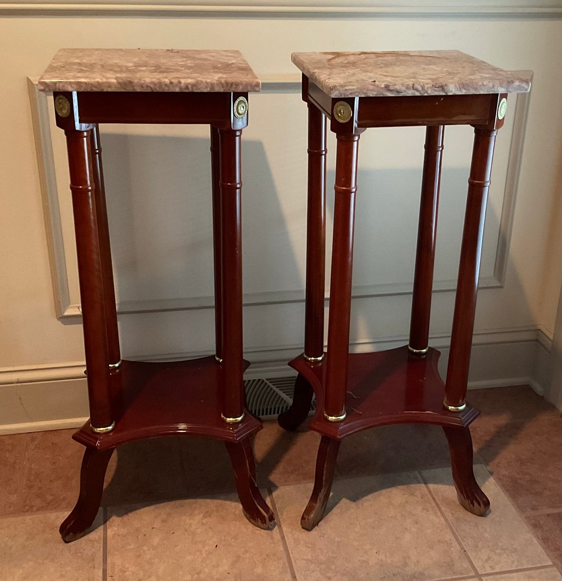 Image for Pair of Marble Top Plant Stands