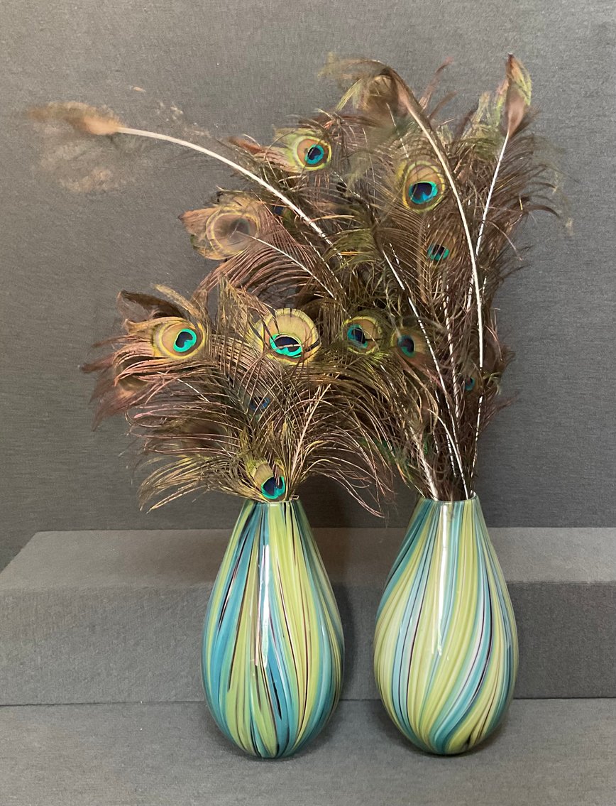 Image for Peacock Feathers in Glass Vases