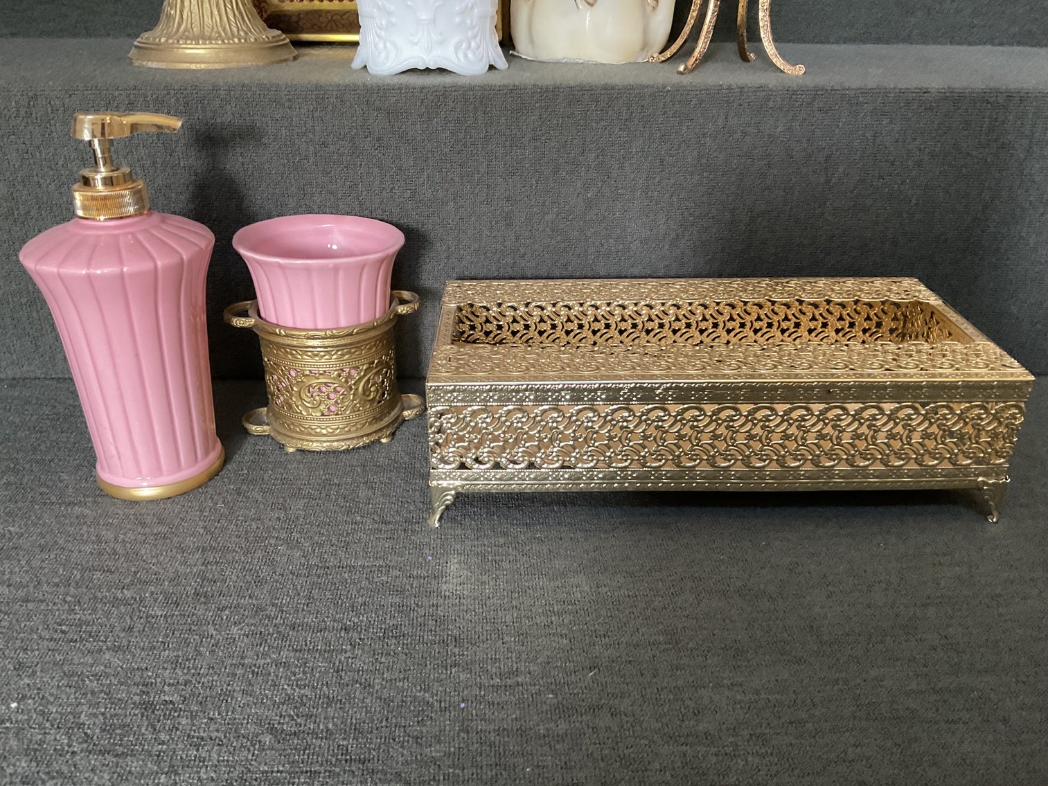 Image for John Kemple Milk Glass Vanity Jar & More