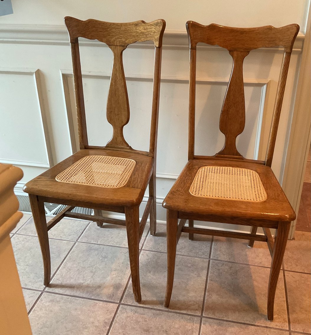 Image for Pair of Oak Cane Seat Chairs