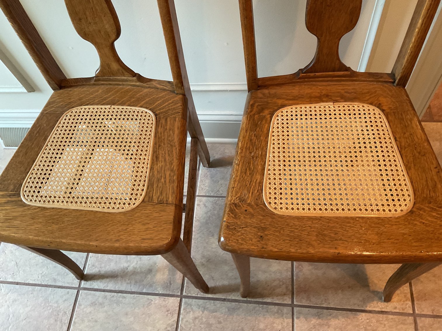 Image for Pair of Oak Cane Seat Chairs