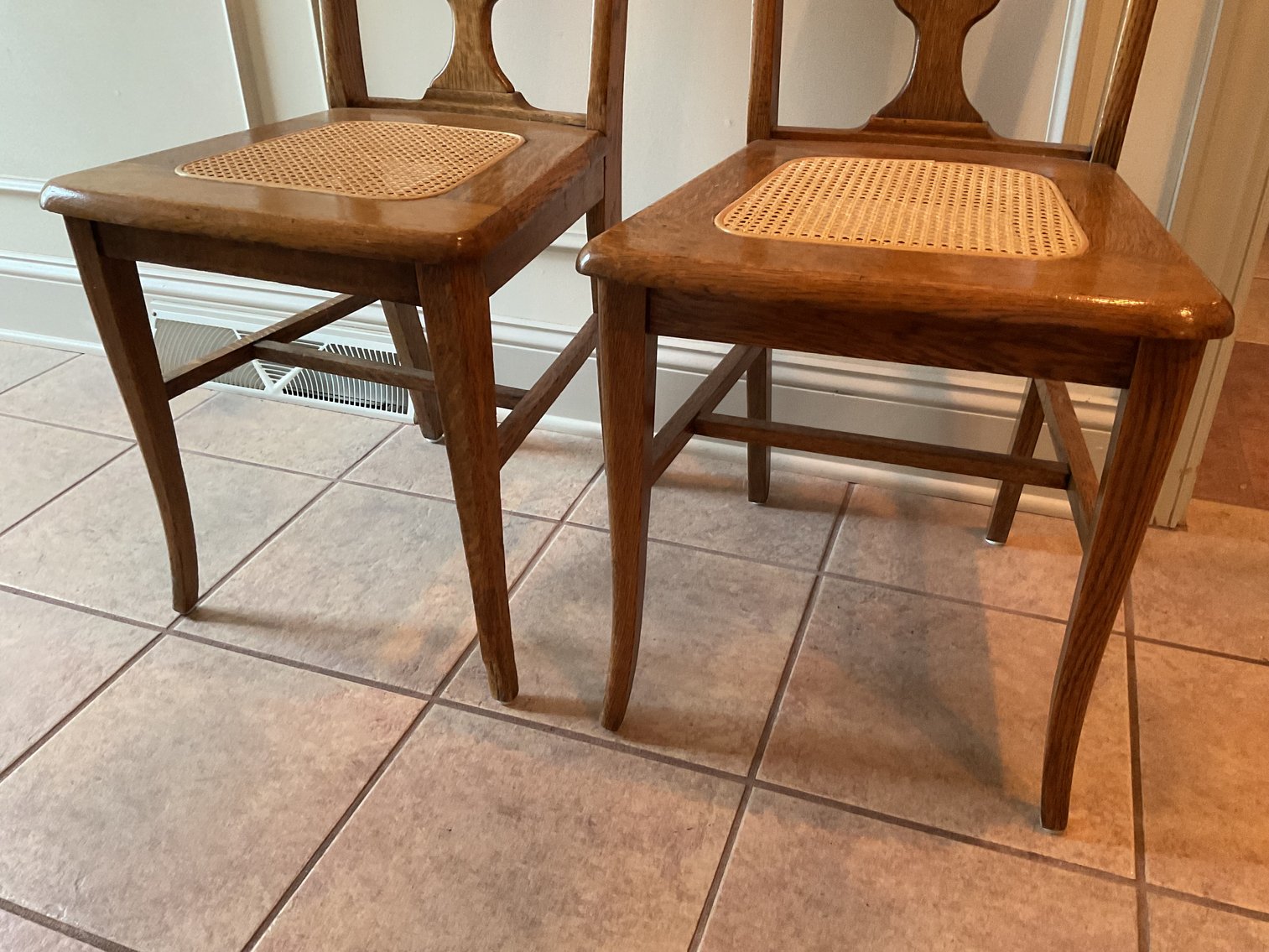 Image for Pair of Oak Cane Seat Chairs