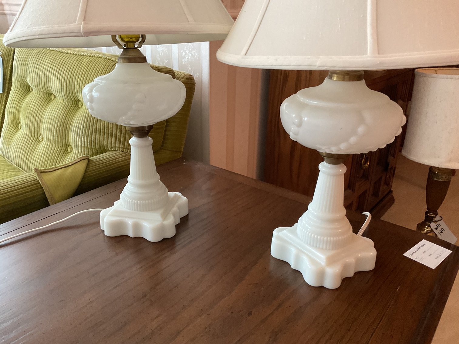 Image for Pair of Milk Glass Converted Lamps