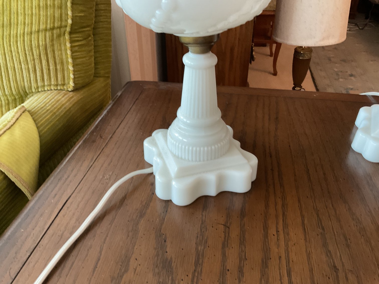 Image for Pair of Milk Glass Converted Lamps