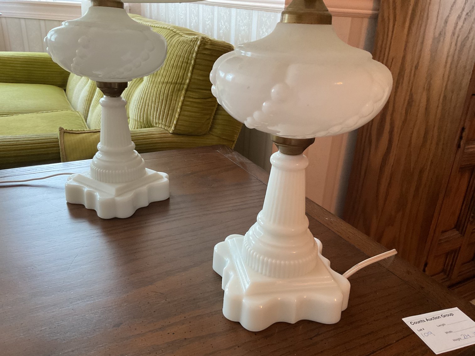 Image for Pair of Milk Glass Converted Lamps