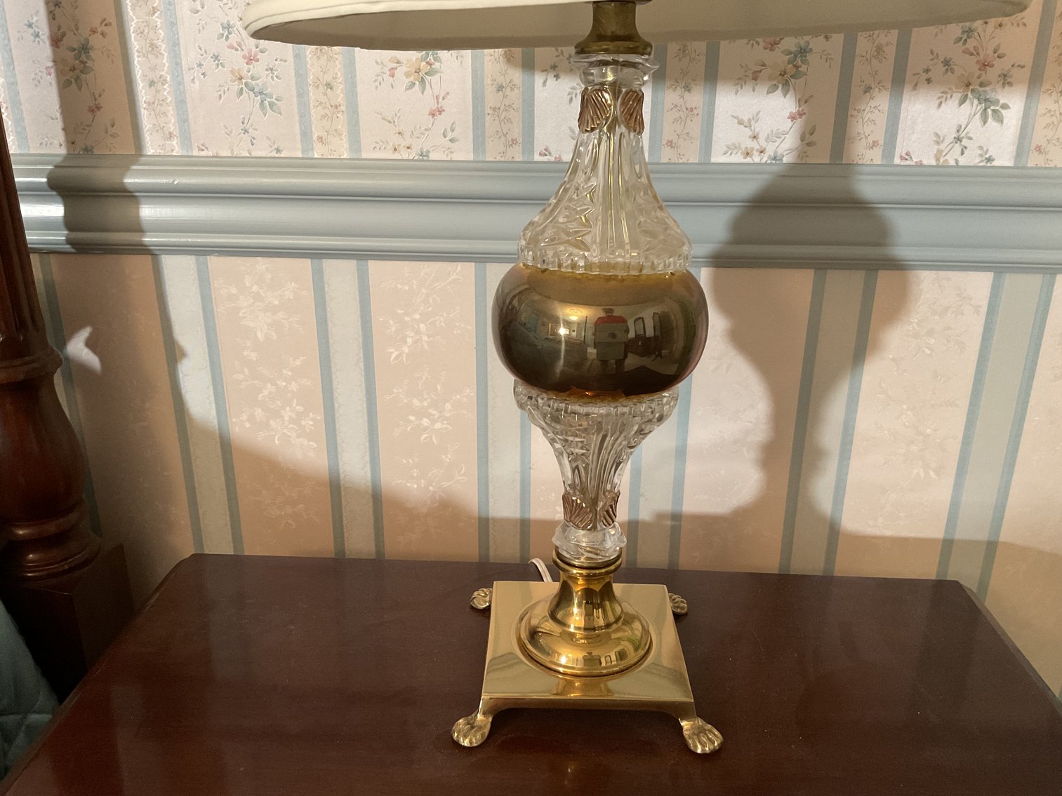 Image for Pair of Crystal and Brass Lamps