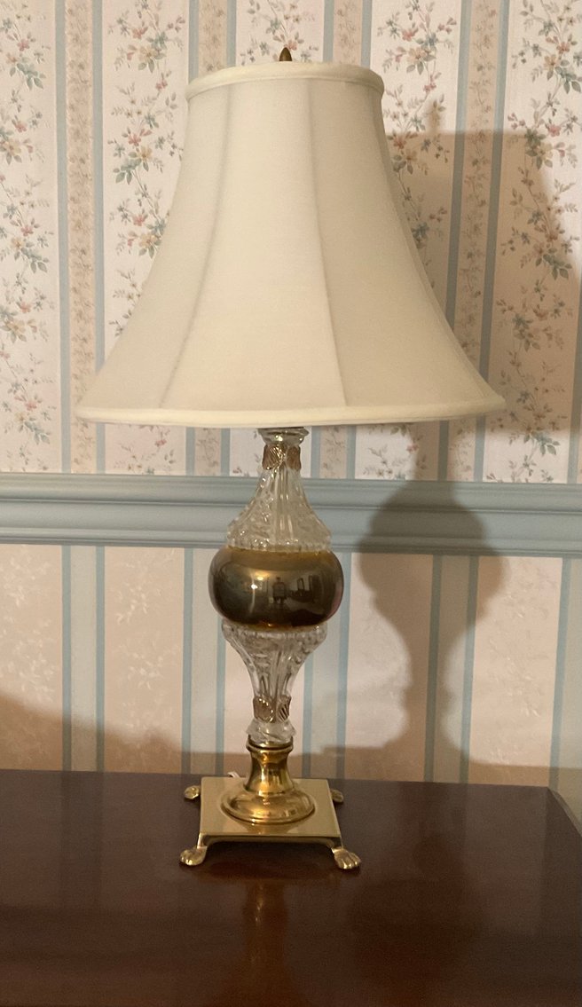 Image for Pair of Crystal and Brass Lamps