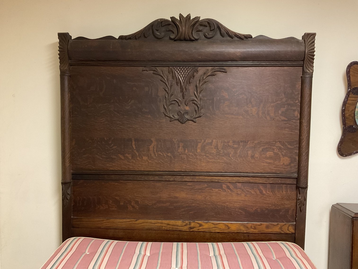 Image for Oak High Headboard Bed - Full Size