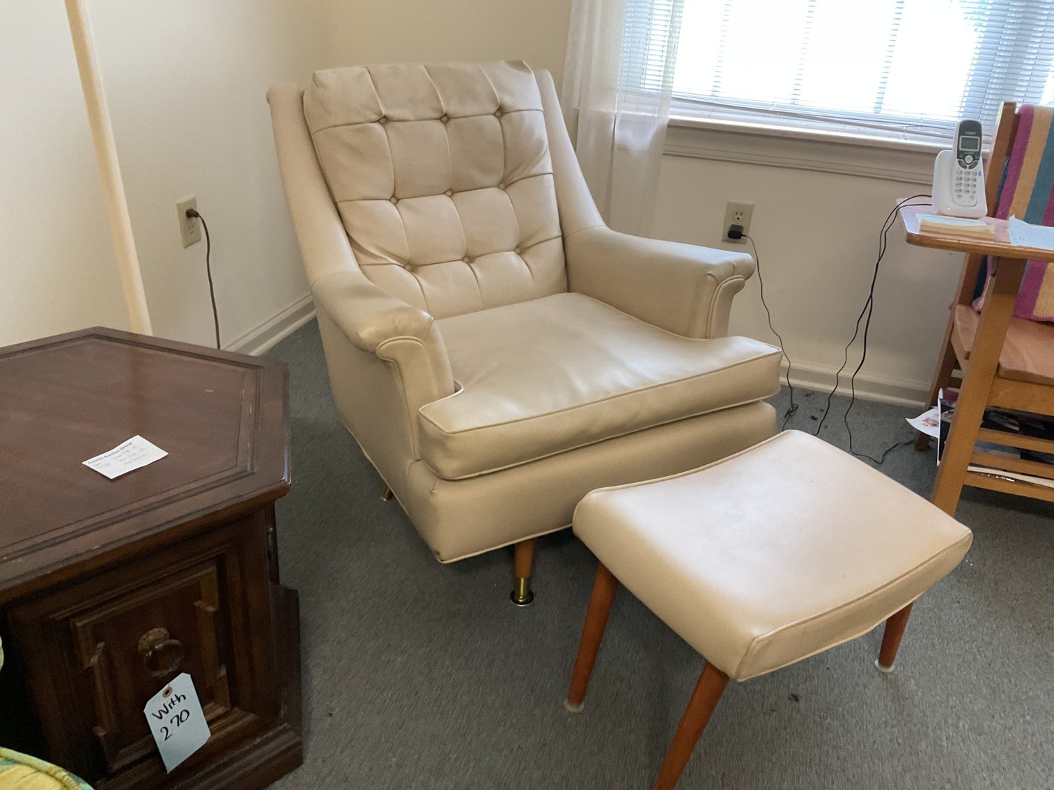 Image for Retro Naugahyde Chair and Ottoman