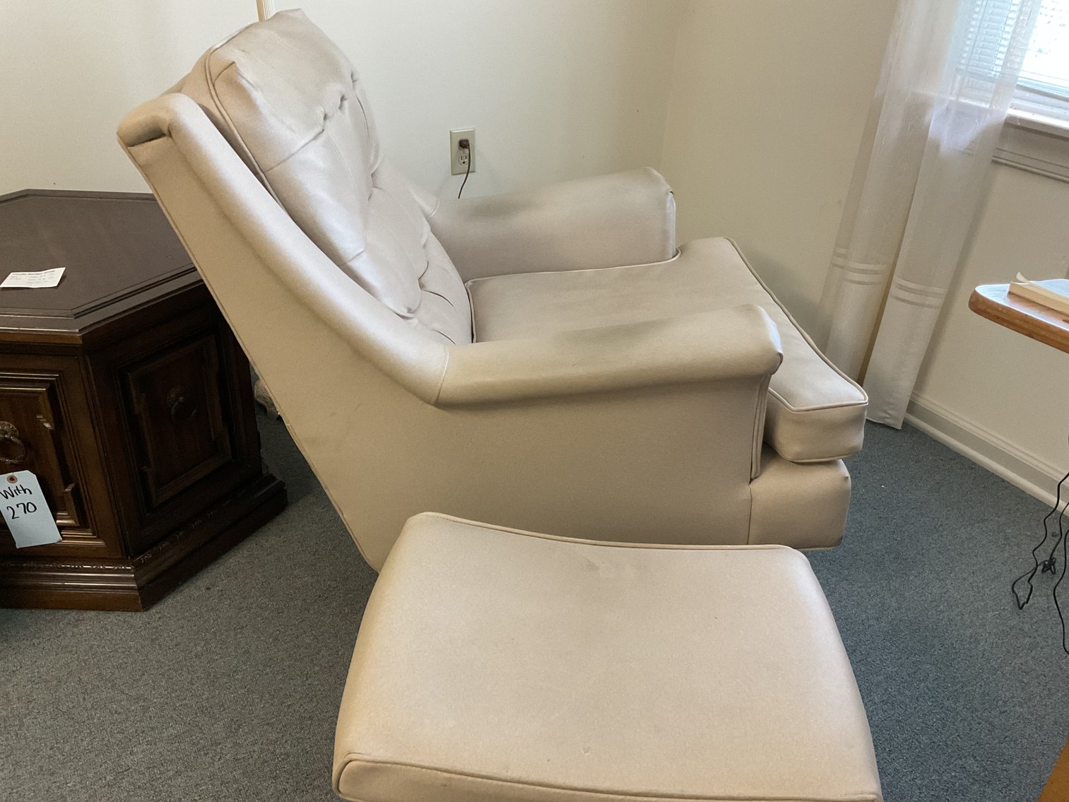 Image for Retro Naugahyde Chair and Ottoman