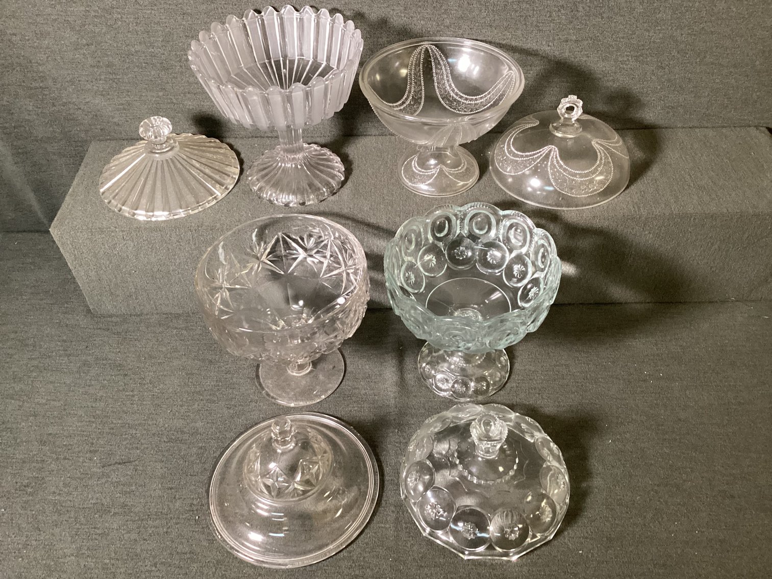 Image for Four Glass Compotes with Lids