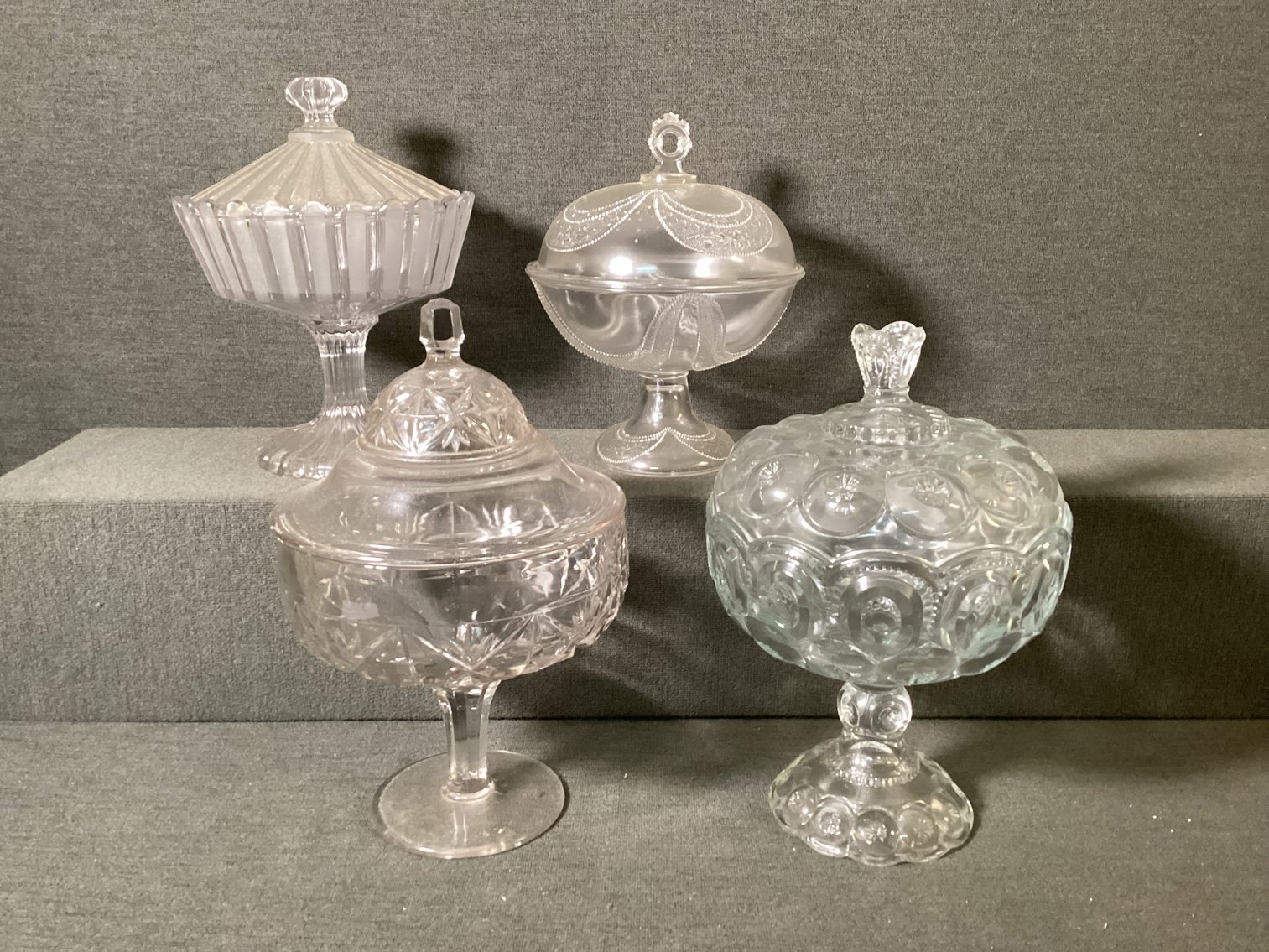 Image for Four Glass Compotes with Lids