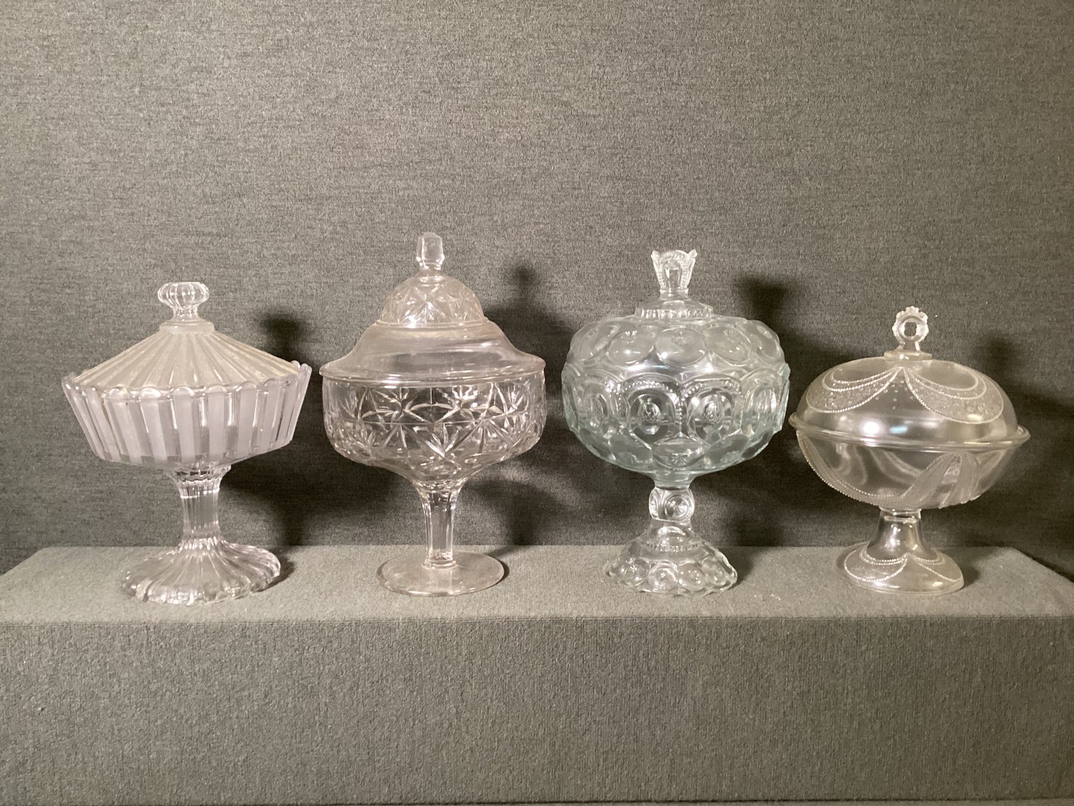 Image for Four Glass Compotes with Lids