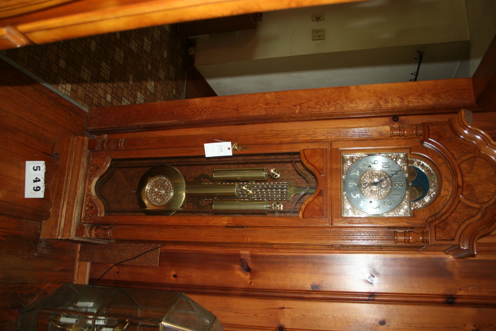 Image for Howard Miller Grandfather Clock Oak Case (Working)