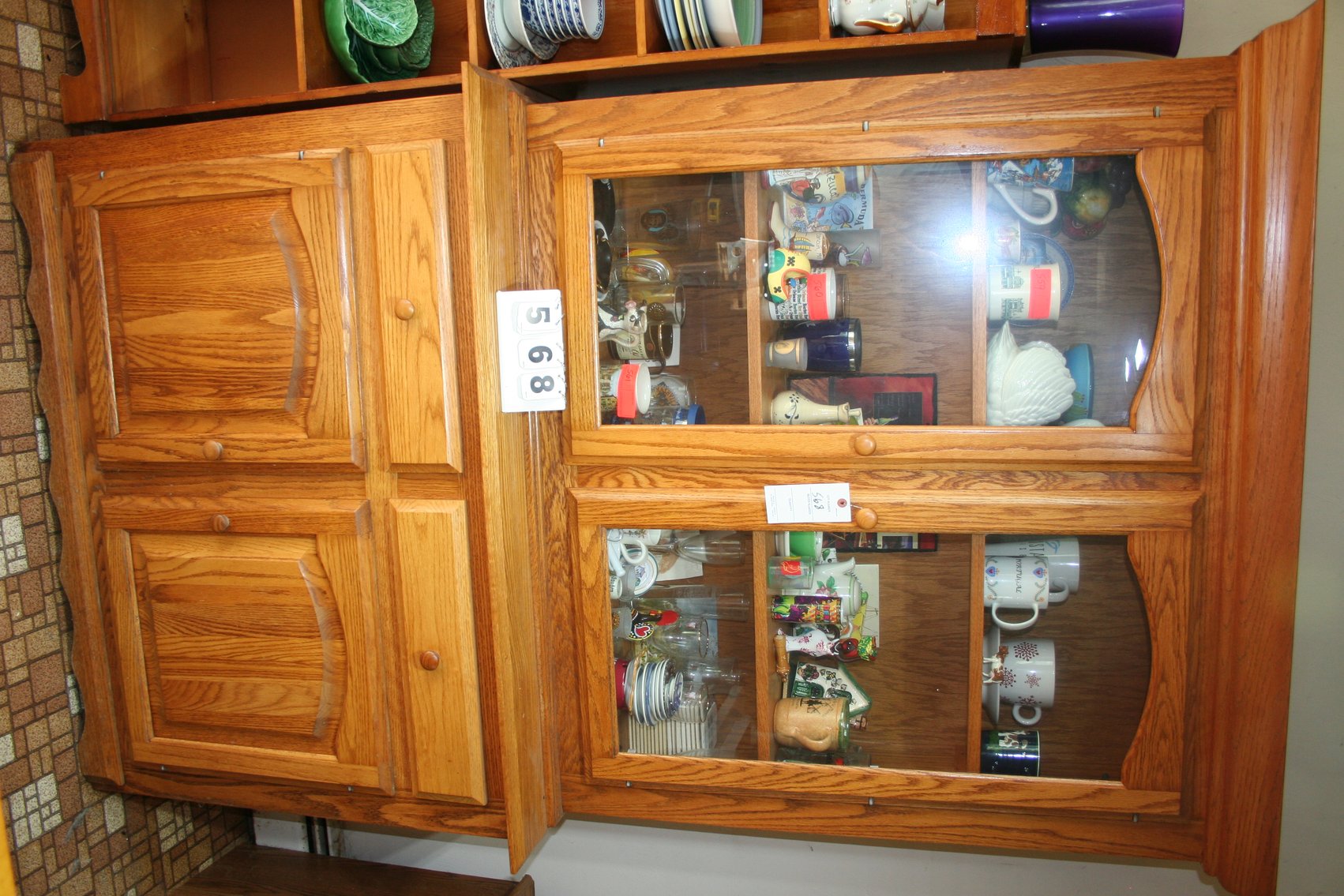 Image for Vintage Oak Glass Front Cabinet 48