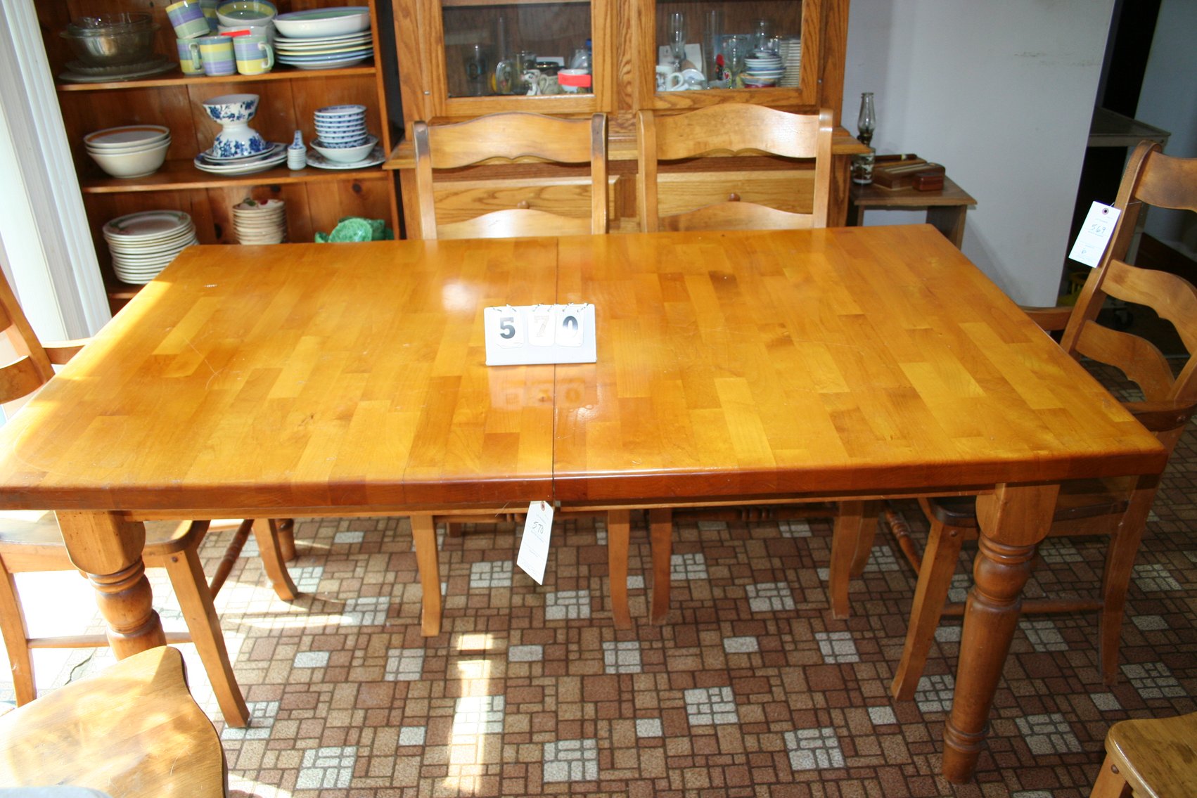 Image for Vintage Heavy, Turned Legs, Maple Table 65