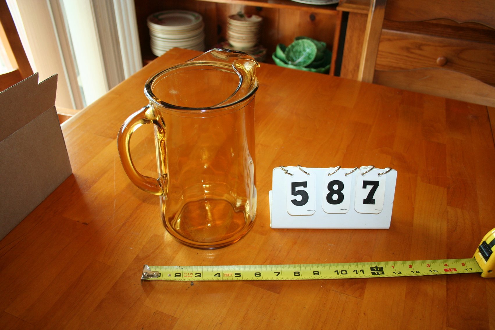 Image for Vintage Amber Yellow Glass Pitcher (Chip)