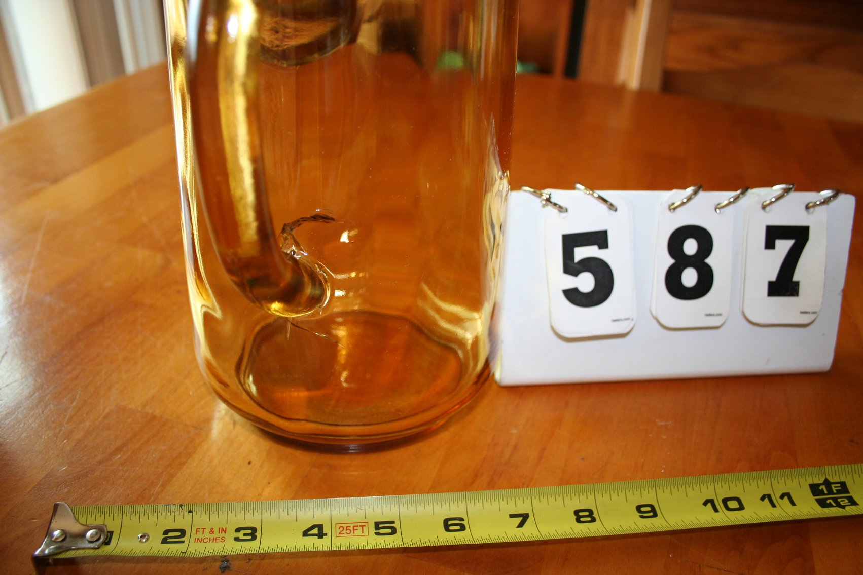 Image for Vintage Amber Yellow Glass Pitcher (Chip)