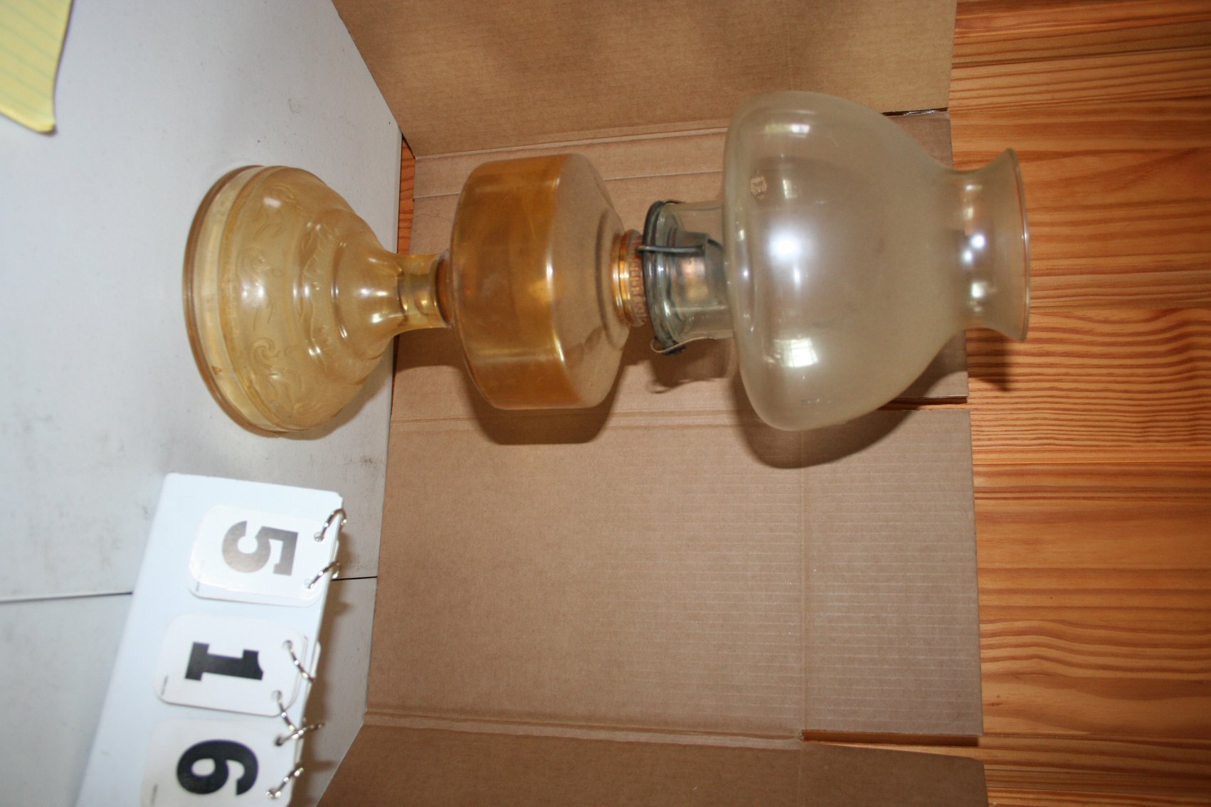 Image for Rare Amber Glass Oil Lamp