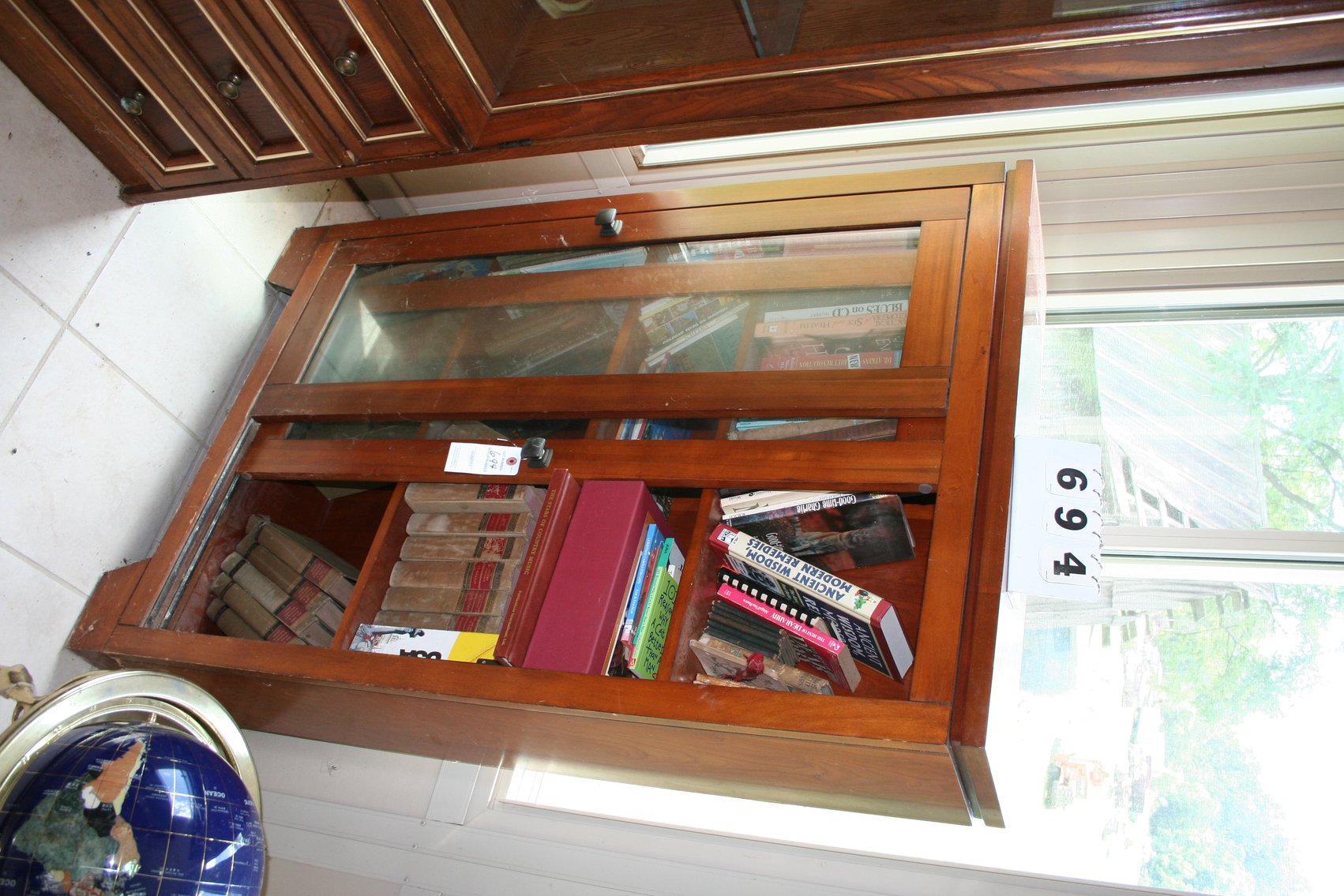 Image for Vintage Pine Book Case Sliding Doors Contents Included