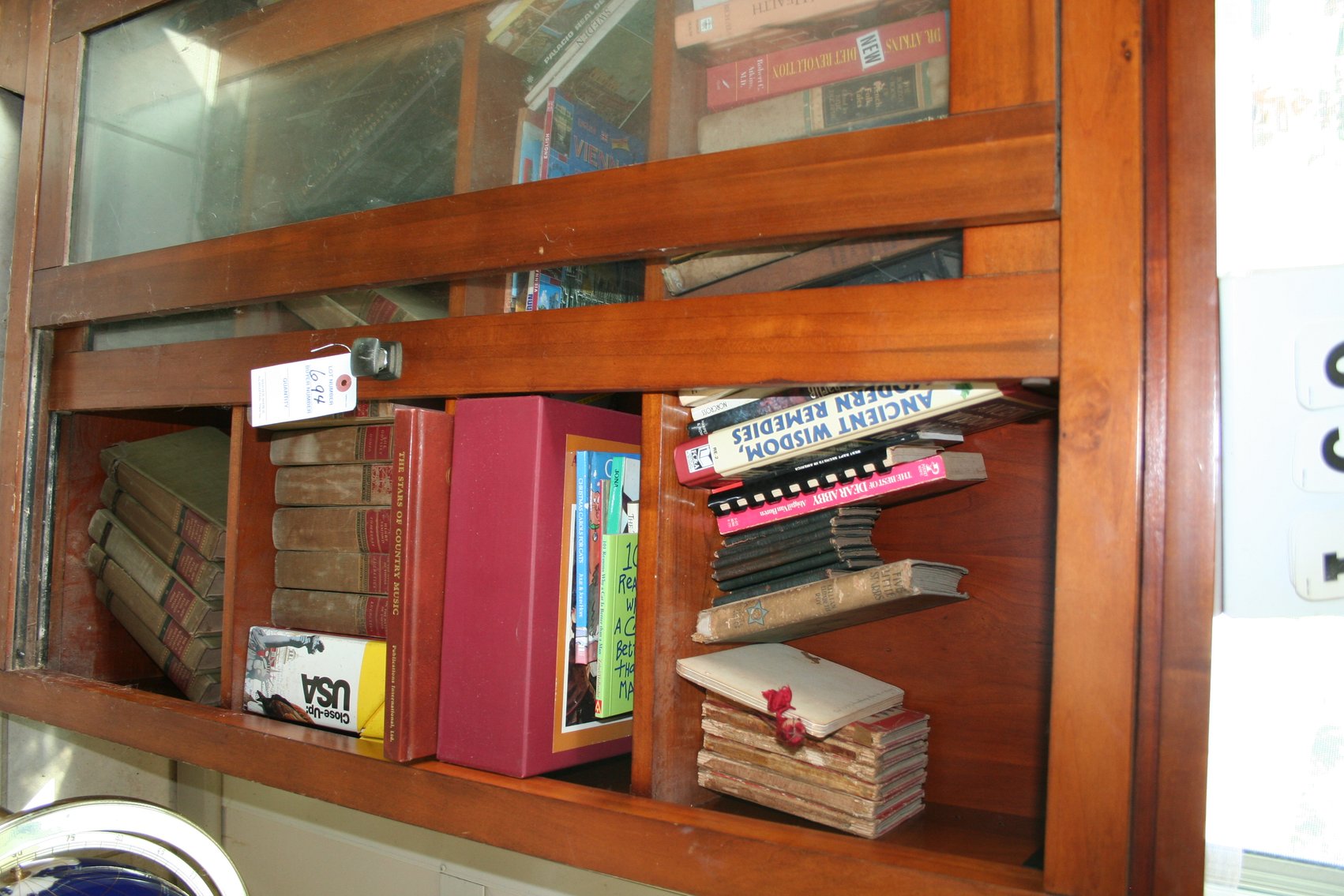 Image for Vintage Pine Book Case Sliding Doors Contents Included