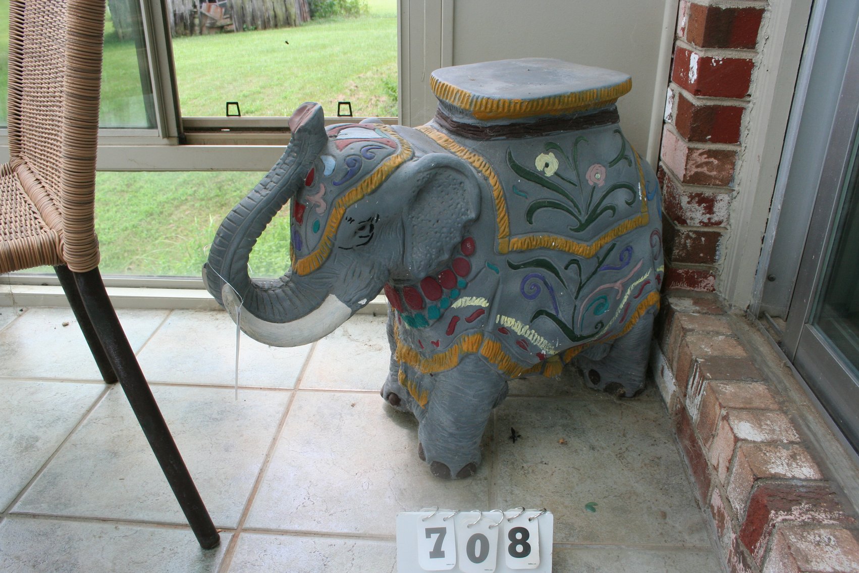 Image for Indian Hand Painted Elephant Stool / Table