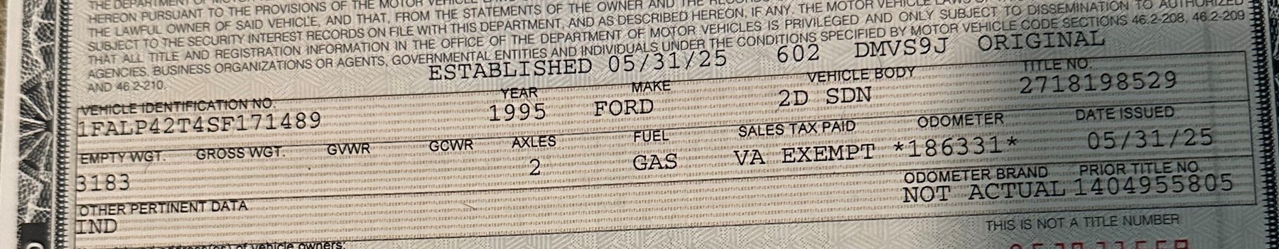 Image for 1995 Ford Mustang Passenger Car