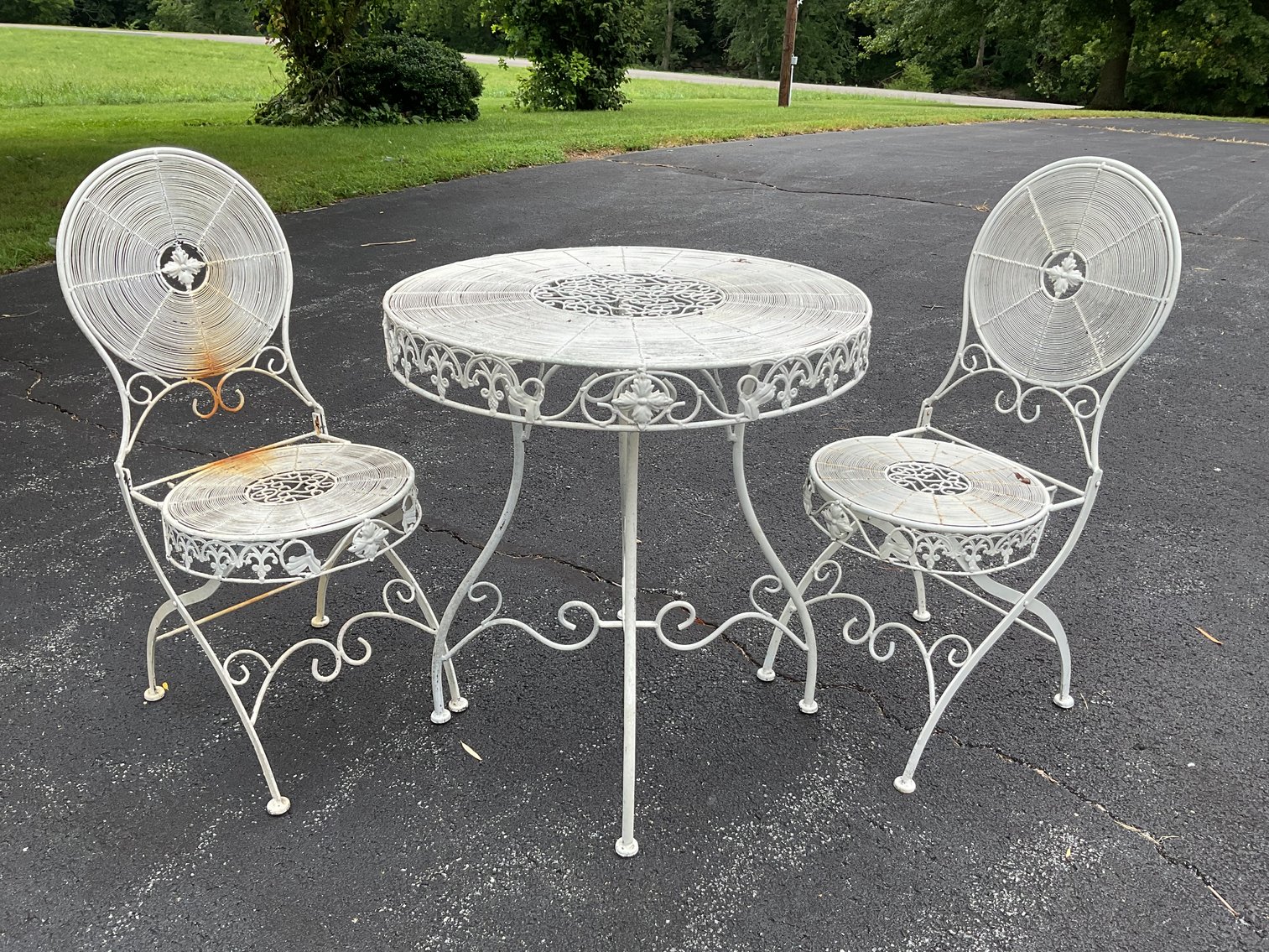 Image for Vintage Metal Folding Bistro Table & Chairs