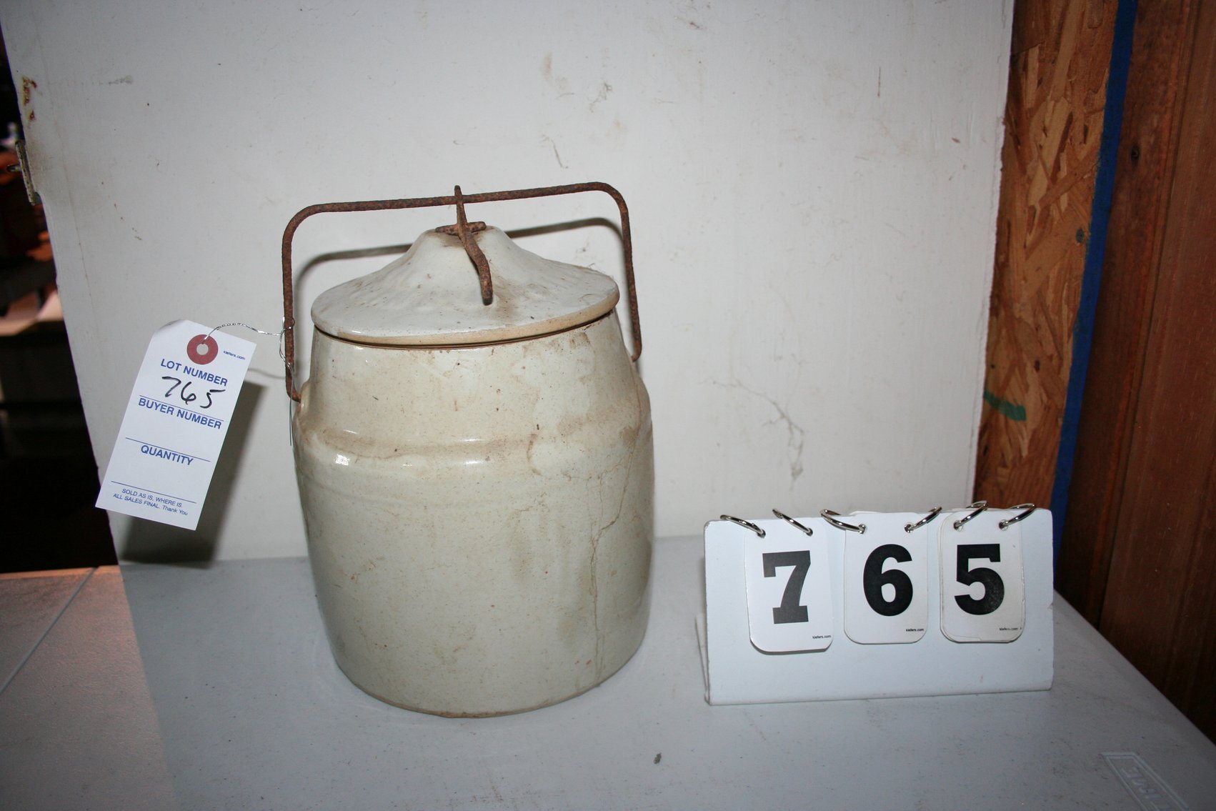 Image for Vintage Locking Stoneware Crock, Glazed