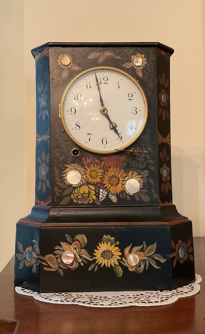 Image for Black Hand Painted Mantle Clock
