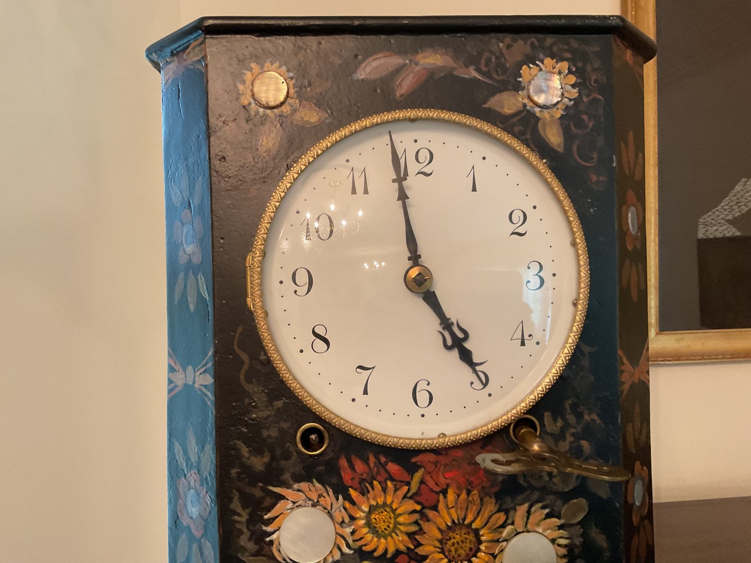 Image for Black Hand Painted Mantle Clock