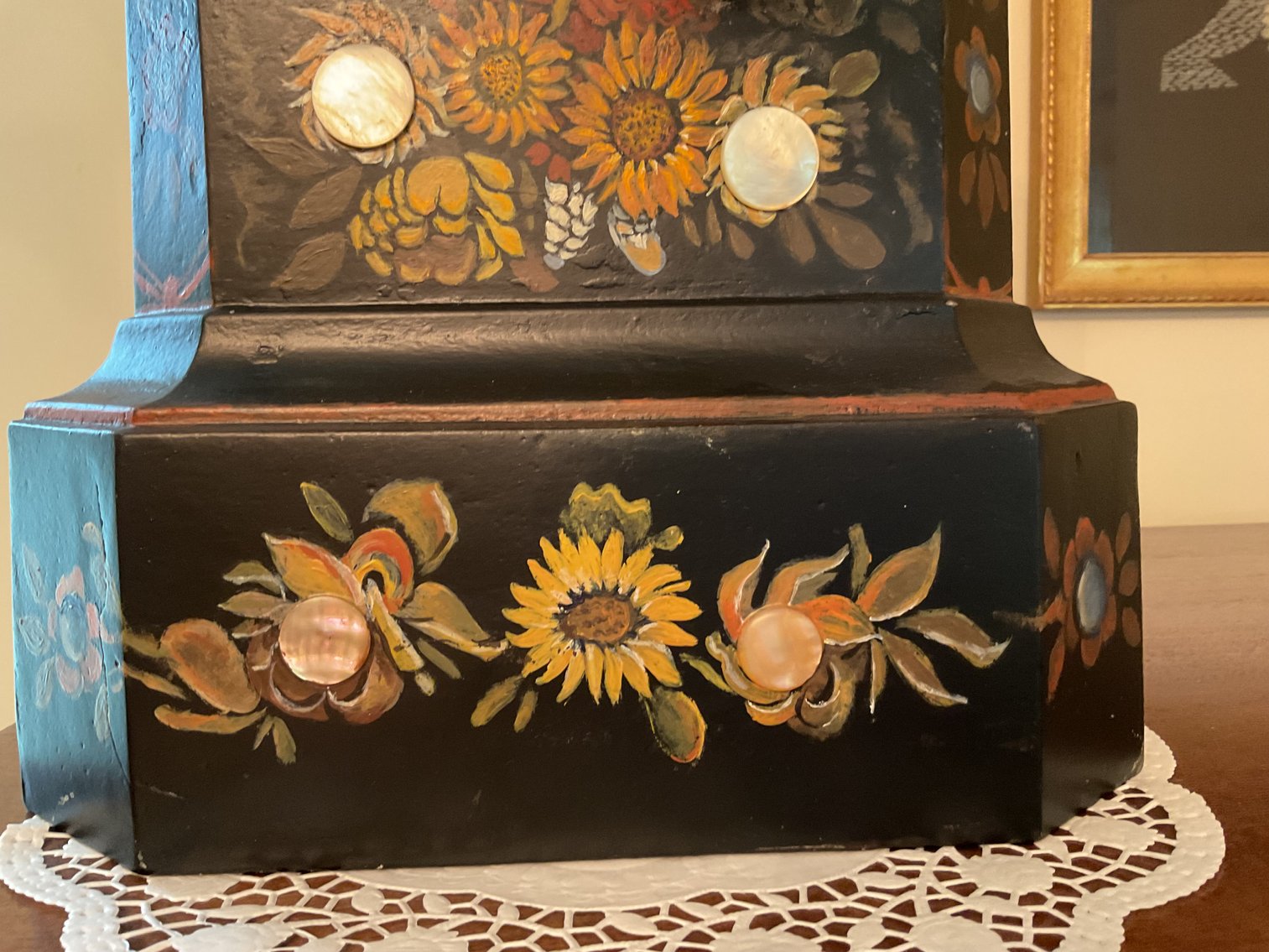 Image for Black Hand Painted Mantle Clock