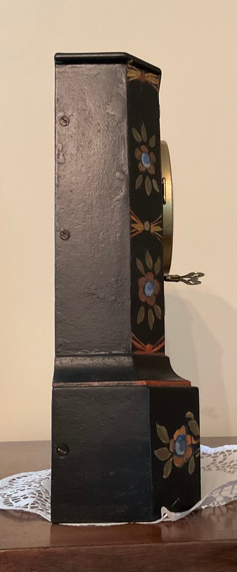 Image for Black Hand Painted Mantle Clock